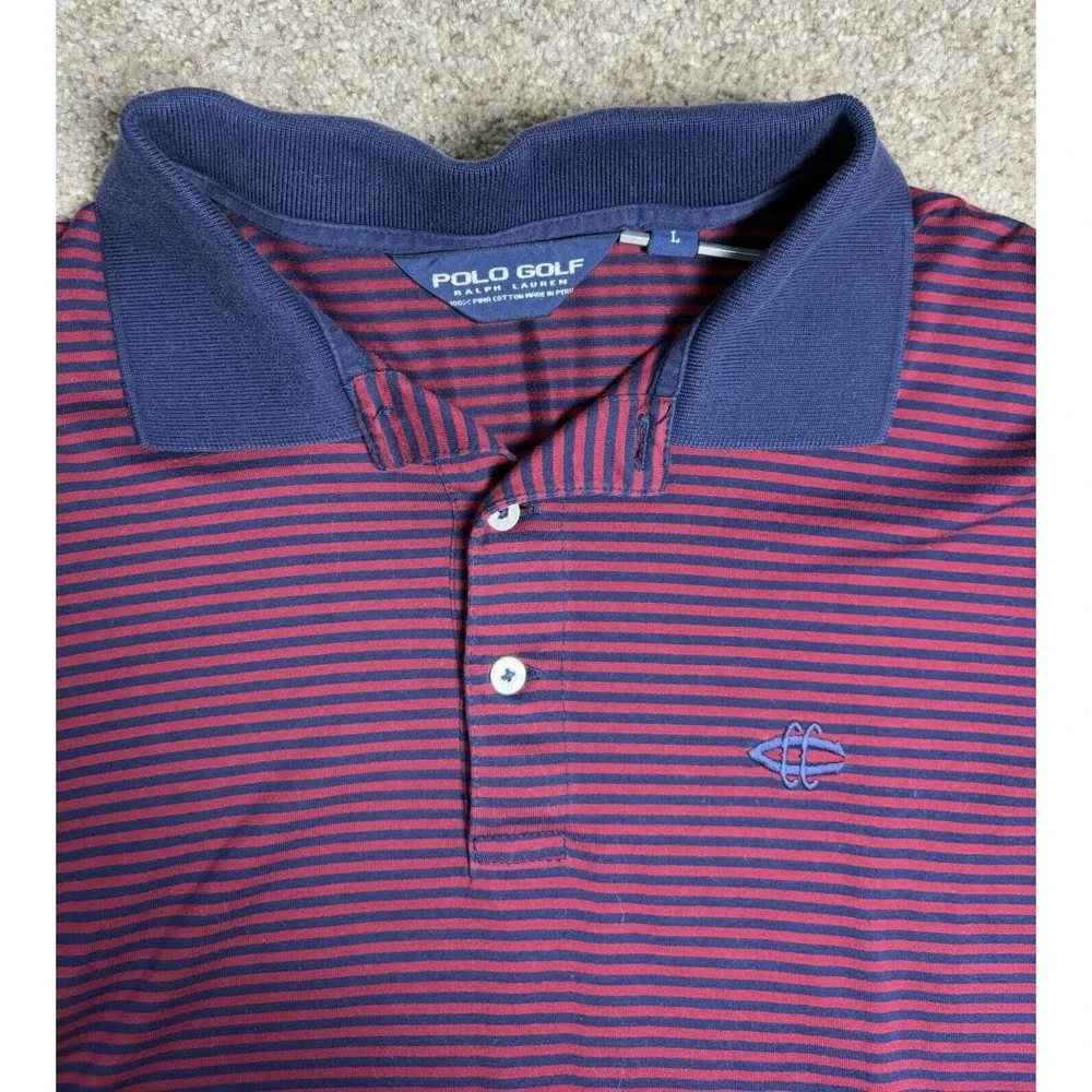 Polo Ralph Lauren Polo Golf Men's Large Long Sleeve Rugby Like Striped‎ Shirt